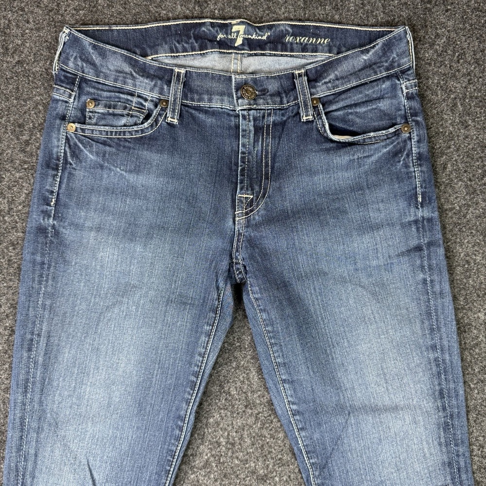7 For All Mankind Roxanne Jeans Womens 27 Skinny Slim Stretch Medium Wash Denim